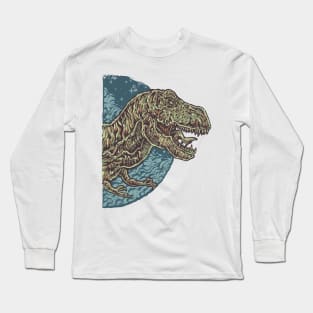 angry face raptor dinosaur Long Sleeve T-Shirt